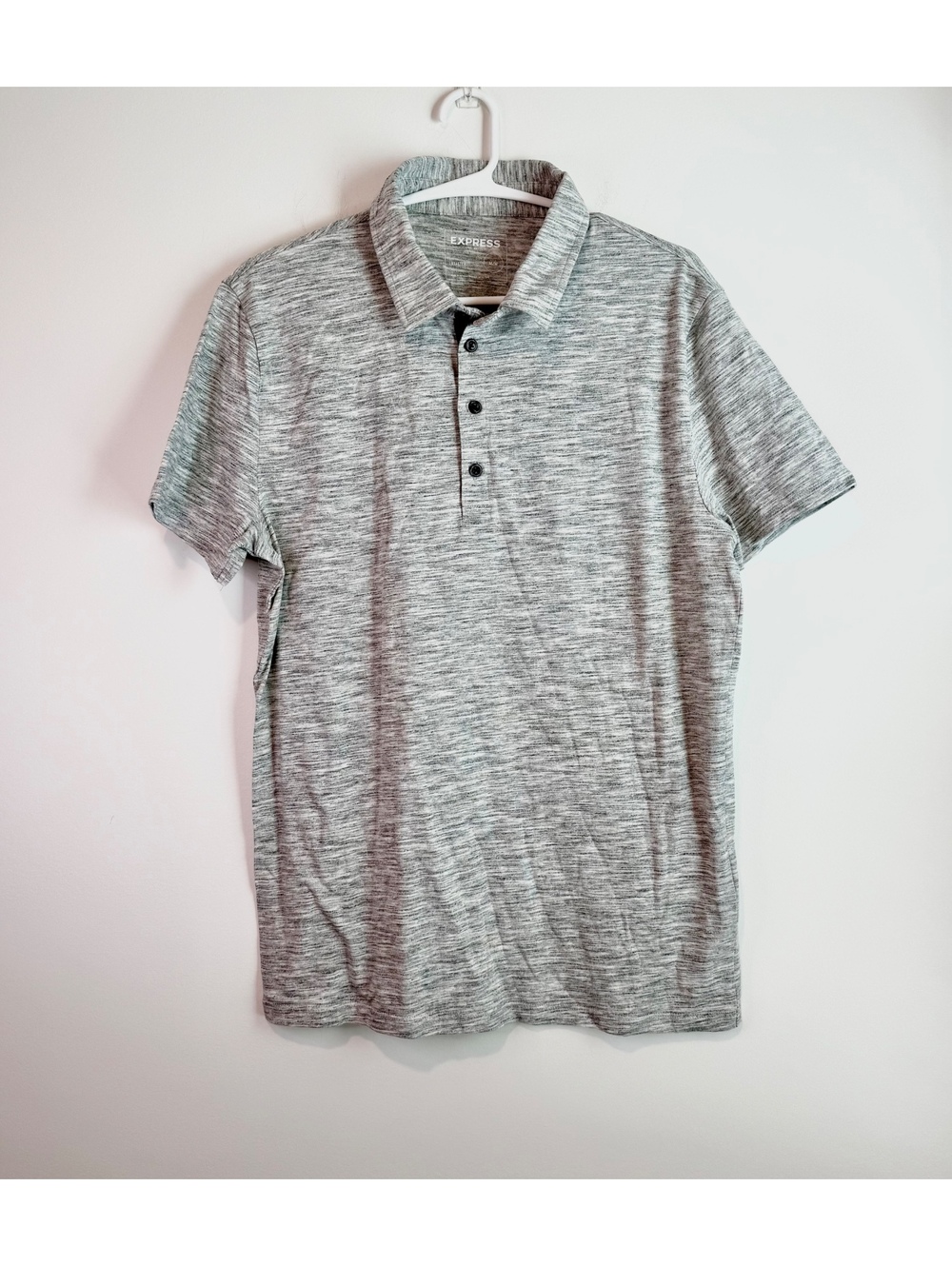 Express Men's Heather Gray Stretch Polo Shirt Size M
